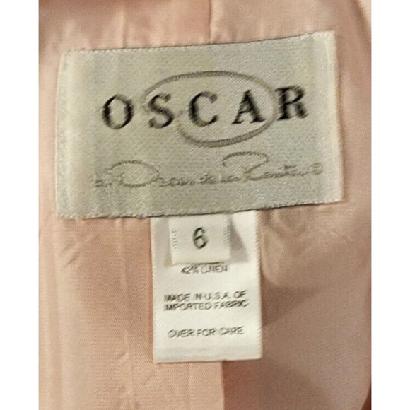 Vtg Oscar de la Renta Skirt Sz 8 Blazer Sz 6 Pale Pink Silk Linen Skirt Suit - Picture 8 of 15